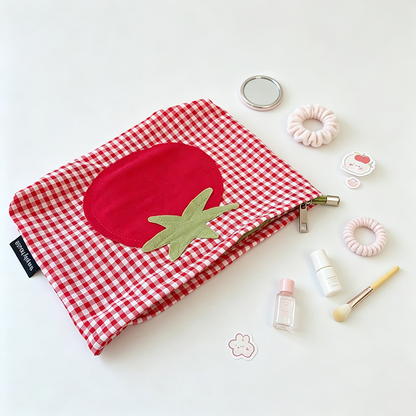 Tomato Gingham Zip Pouch