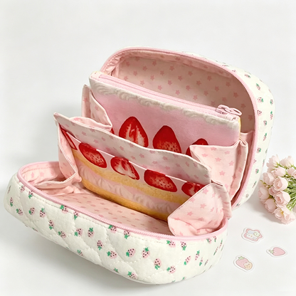 Strawberry Toast Folding Storage Pouch