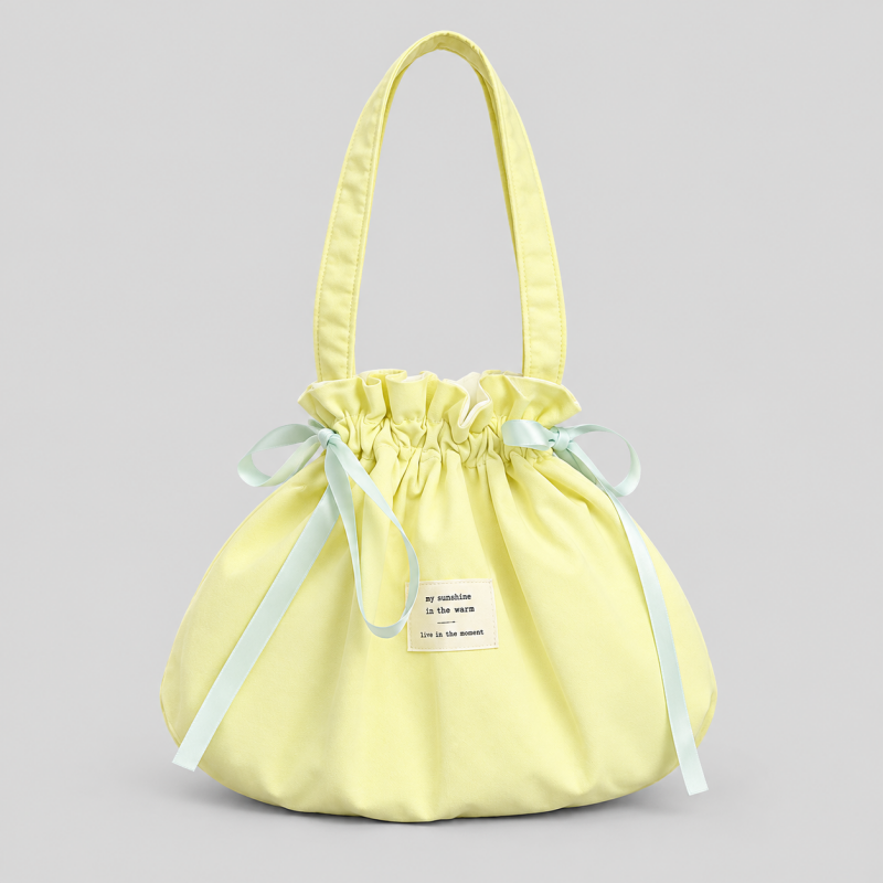 Solid Color Drawstring Handle Bag