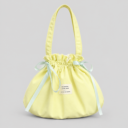Solid Color Drawstring Handle Bag