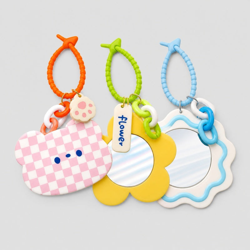 Flower Check Charm Mirror
