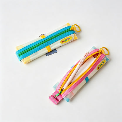 Color Block Double Layer Mesh Pencil Case