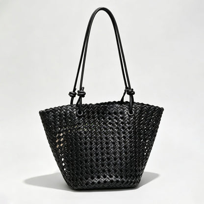 Cutout Handle Basket Tote Bag