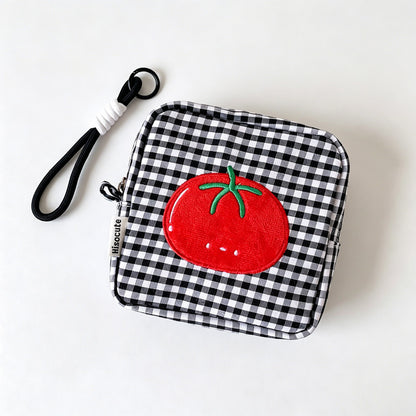 Gingham Tomato Wristlet Pouch