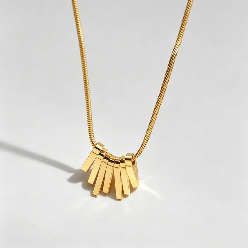 Minimalist Gold Bar Tassel Pendant Necklace
