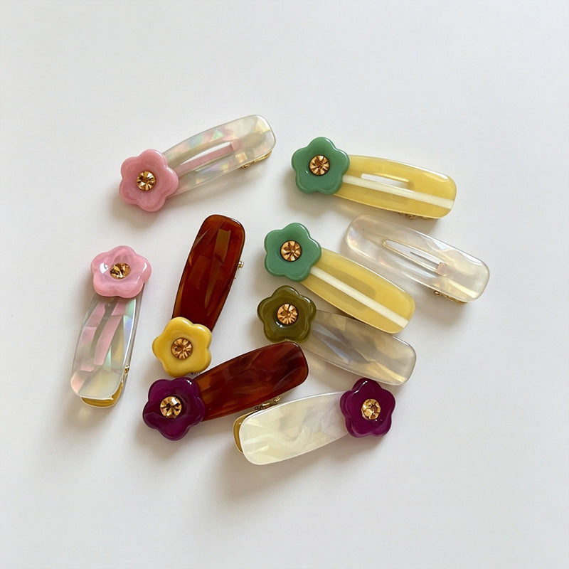 Flower Oval Duckbill Hair Clips