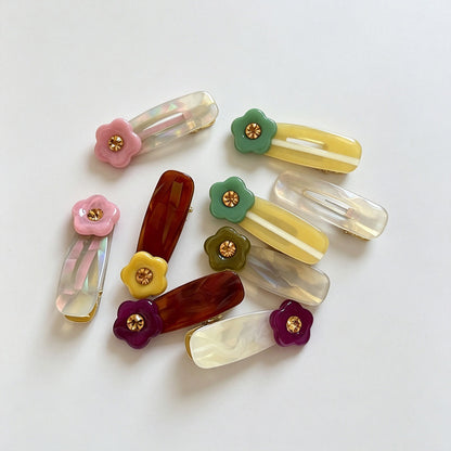 Flower Oval Duckbill Hair Clips