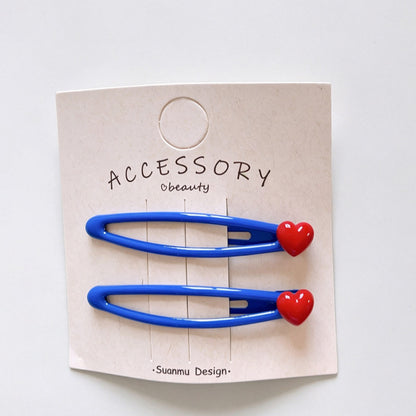 Bright Color Heart BB Snap Hair Clips