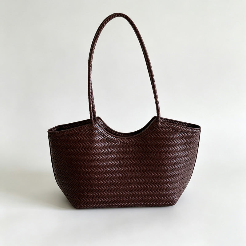Woven Curve Shopper Tote Bag