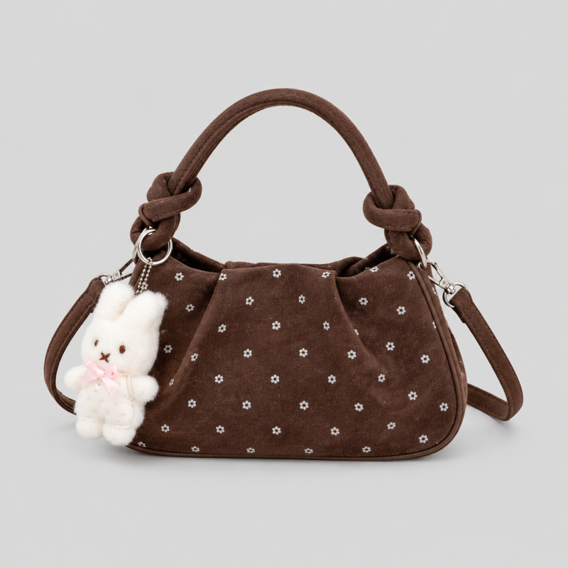 Floral Print Handbag with Charm