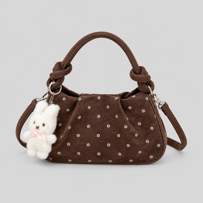Floral Print Handbag with Charm