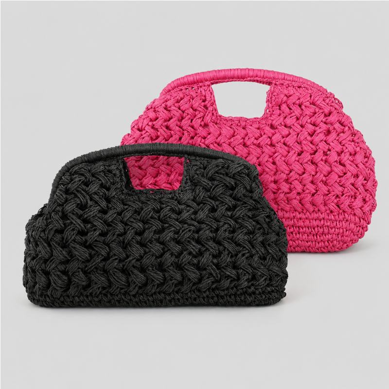 Woven Handle Crochet Clutch