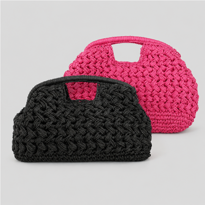 Woven Handle Crochet Clutch