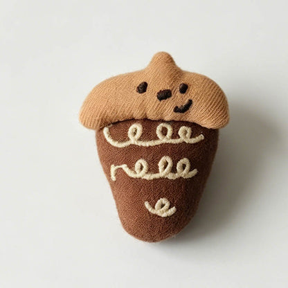 Playful Pinecone Stuffed Fabric Brooch