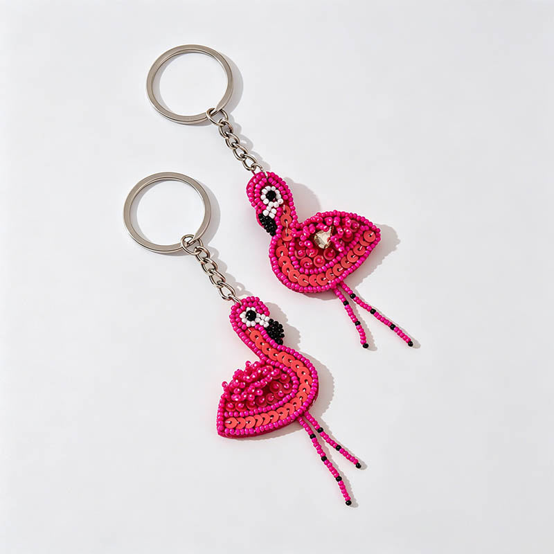 Beaded Flamingo Keychain Bag C - Shopdayla Wholesale - #1218
