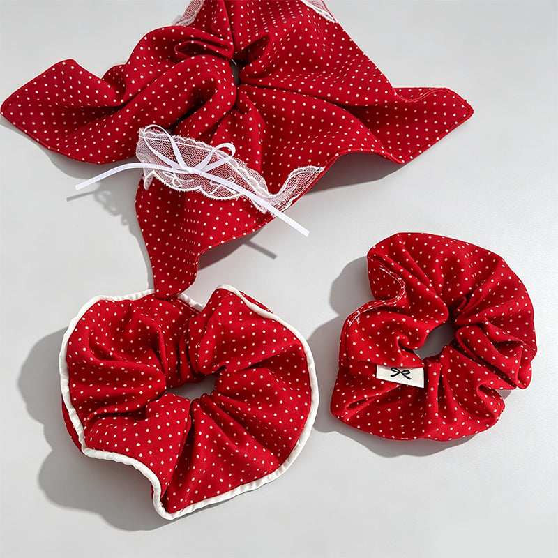 Retro Red Polka Dot Feel Scrun - Shopdayla Wholesale - #0018