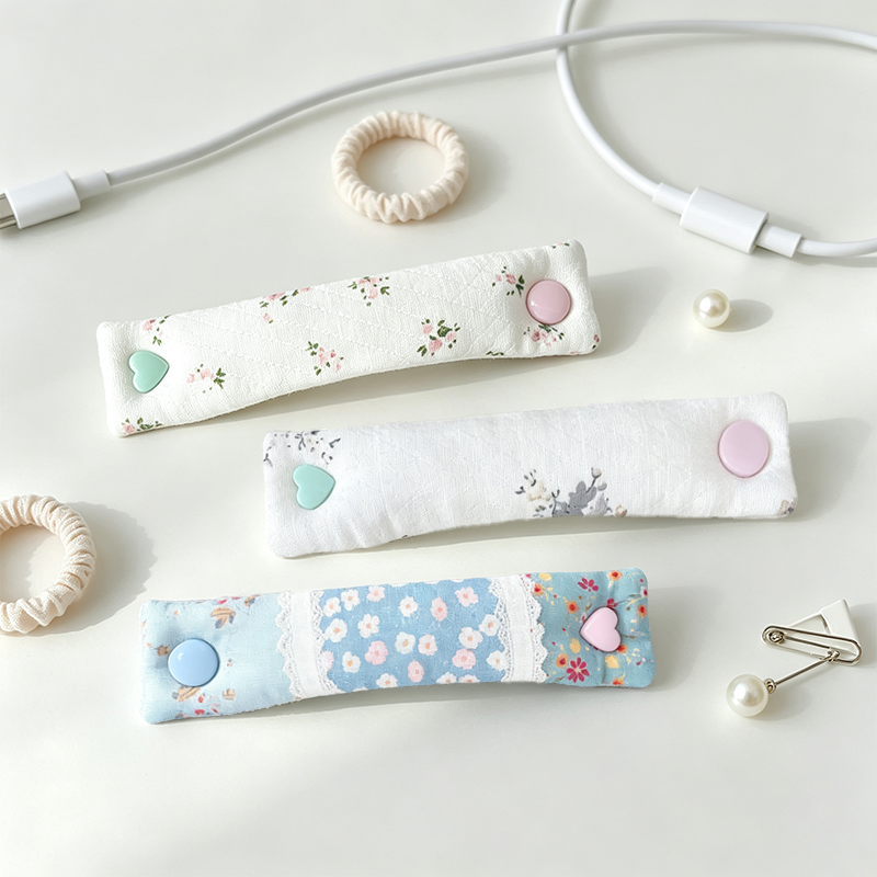 Floral Print Snap Closure Data Cable Organizer