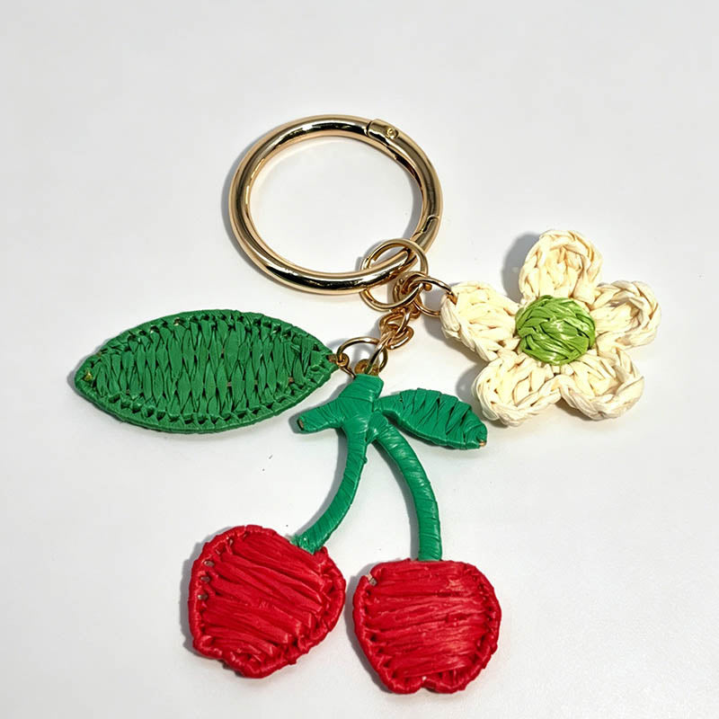 Woven Cherry Flower Keychain B - Shopdayla Wholesale - #2210
