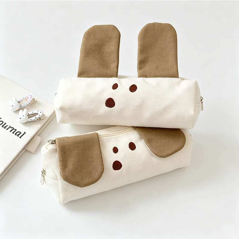 Dog Ear Canvas Zipper Pencil Pouch