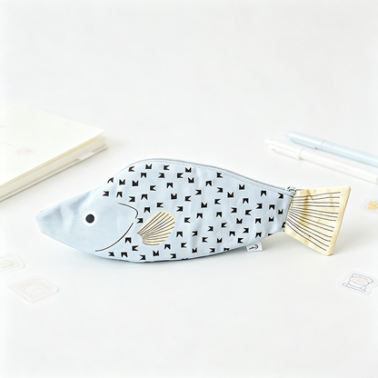 Fish‑Shaped Canvas Pencil Pouch