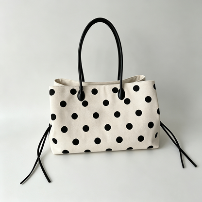 Polka Dot Canvas Tote Bag