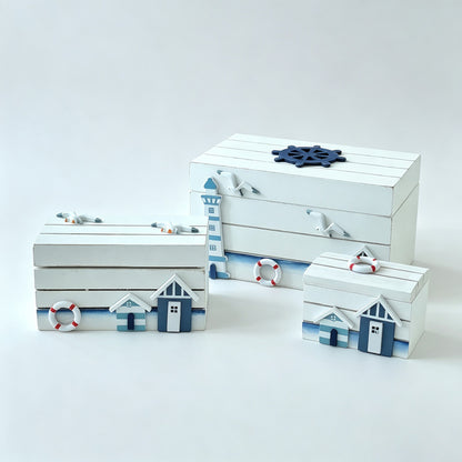 Wooden Nautical Storage Box Set