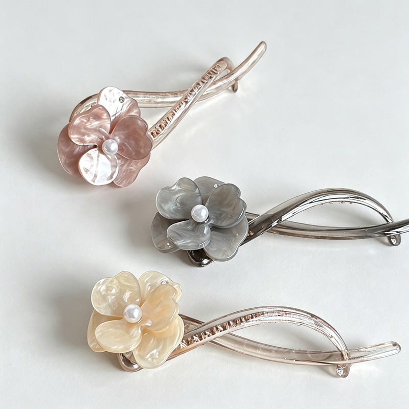Acrylic Camellia Twist Hair Clip
