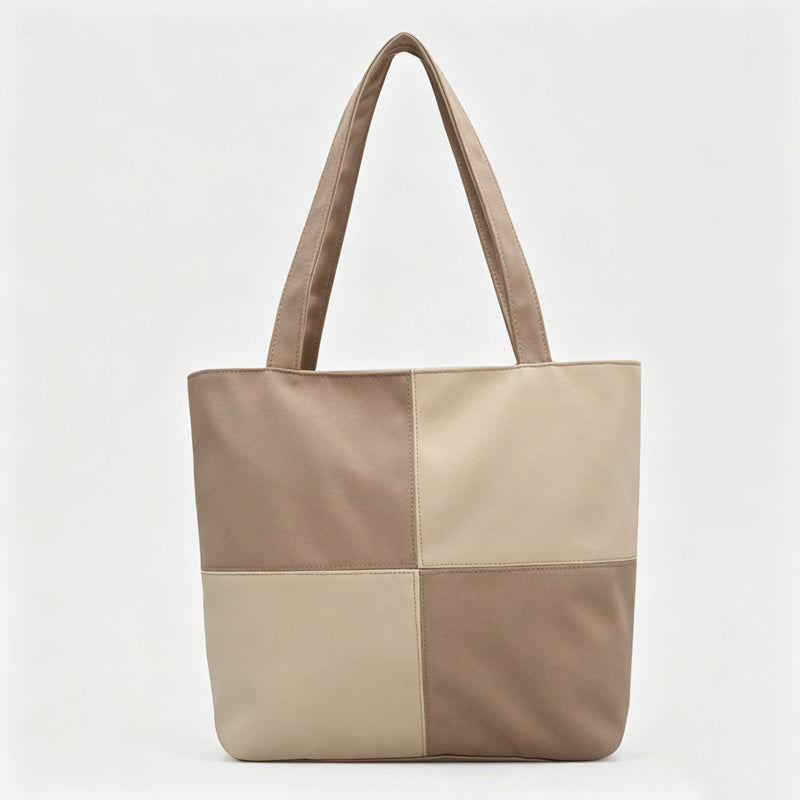 Color Block Canvas Tote Bag