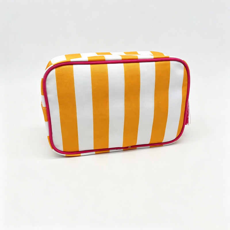 Striped Zipper Travel Cosmetic Pouch