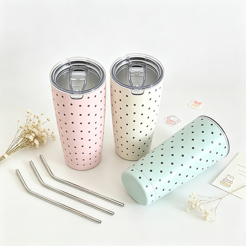 Polka Dot Straw Tumbler