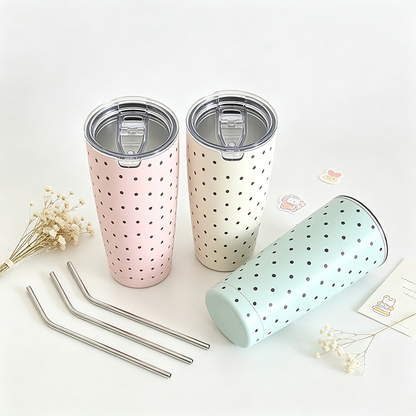 Polka Dot Straw Tumbler