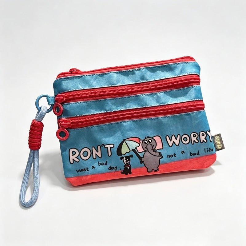 Triple Zipper Canvas Storage Pouch