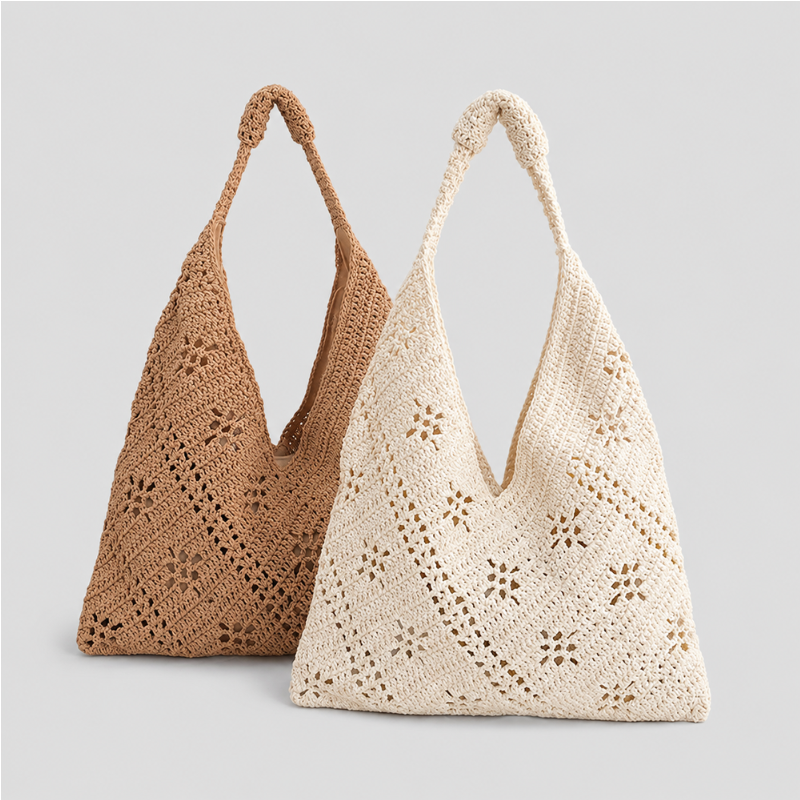 Mesh Crochet Shoulder Tote Bag