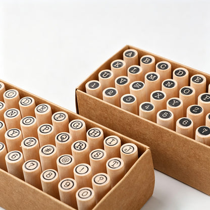 40 Piece Wooden Alphabet Letter Stamp Set