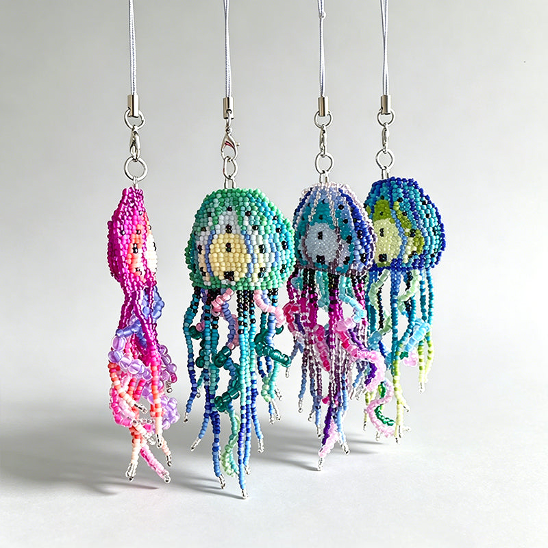 Handmade Beaded Jellyfish Keychain