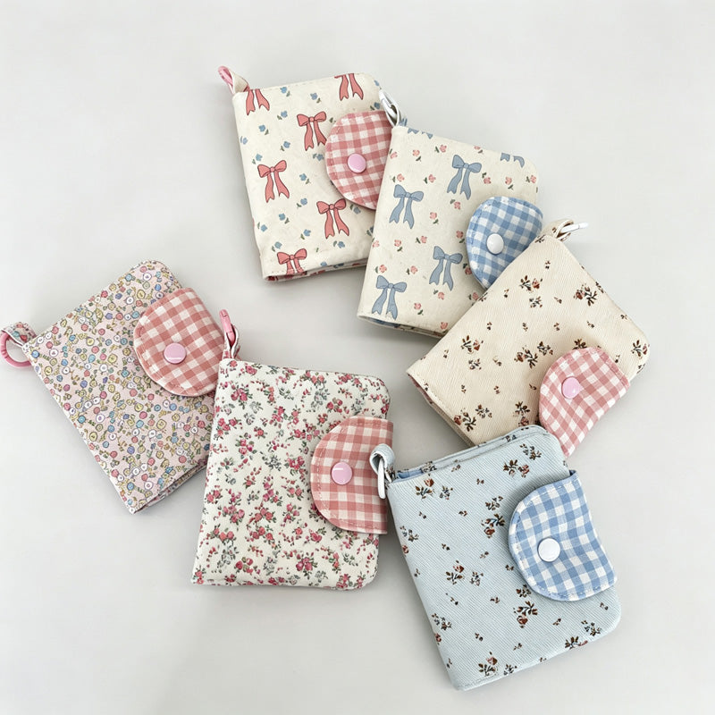Floral Print Fabric Card Coin Purse