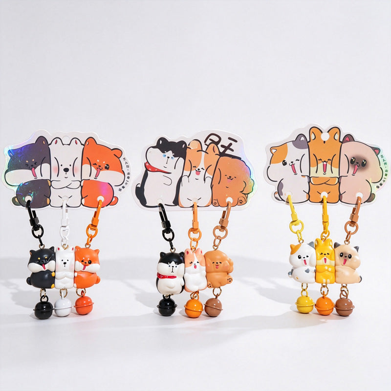 Magnetic 3‑Piece Resin Animal Keychain Set