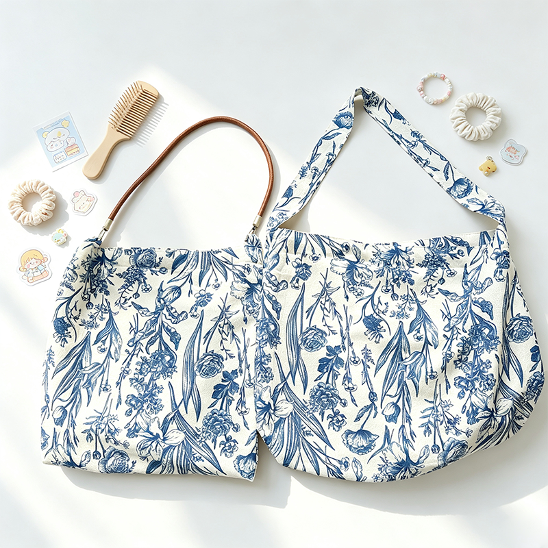 Blue Floral Print Shoulder Bag