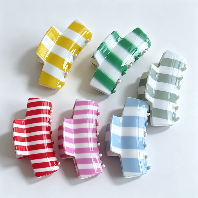 Striped Acetate Hair Claw Clip