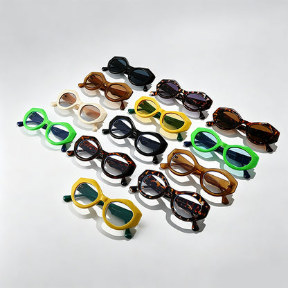 Irregular Polygon Tortoiseshell Frame Trendy Cat Eye Sunglasses