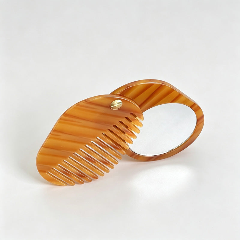 Acetate Folding Hair Comb Mirror