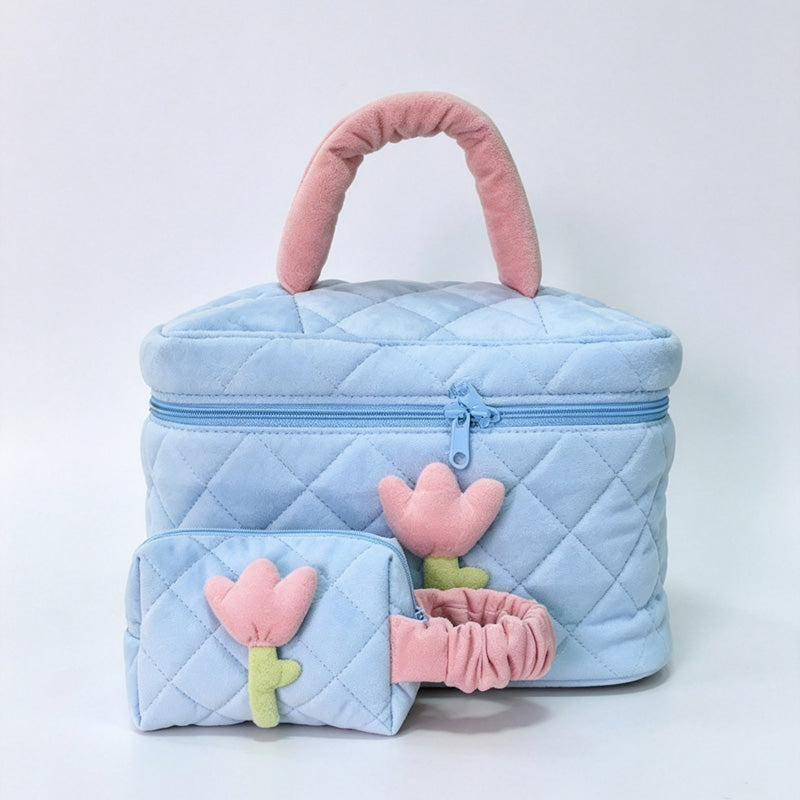 Corduroy Quilted Cosmetic Bag
