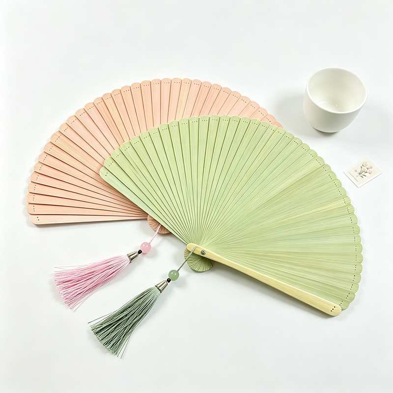 Solid Bamboo Shell Shaped Folding Fan