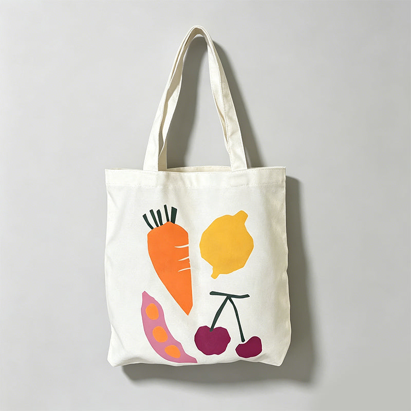 Fruit Veggie Print Canvas Tote Bag