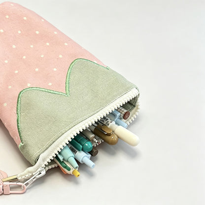Strawberry Pencil Pouch with Charm