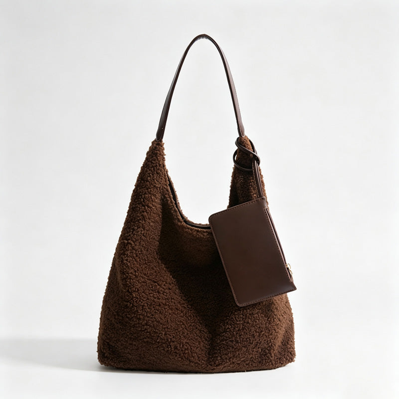 Fluffy Fleece Tote Shoulder Bag