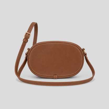 Oval Faux Leather Crossbody Bag