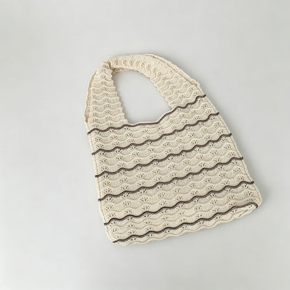 Wavy Stripe Knit Tote Bag