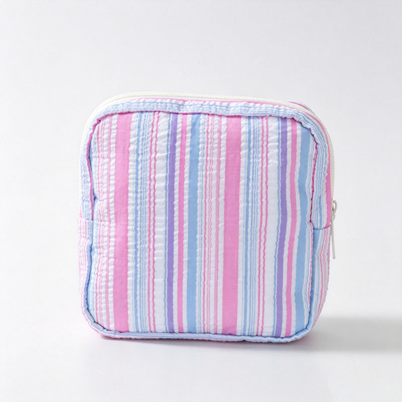 Striped Zipper Storage Pouch