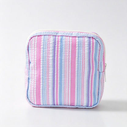 Striped Zipper Storage Pouch